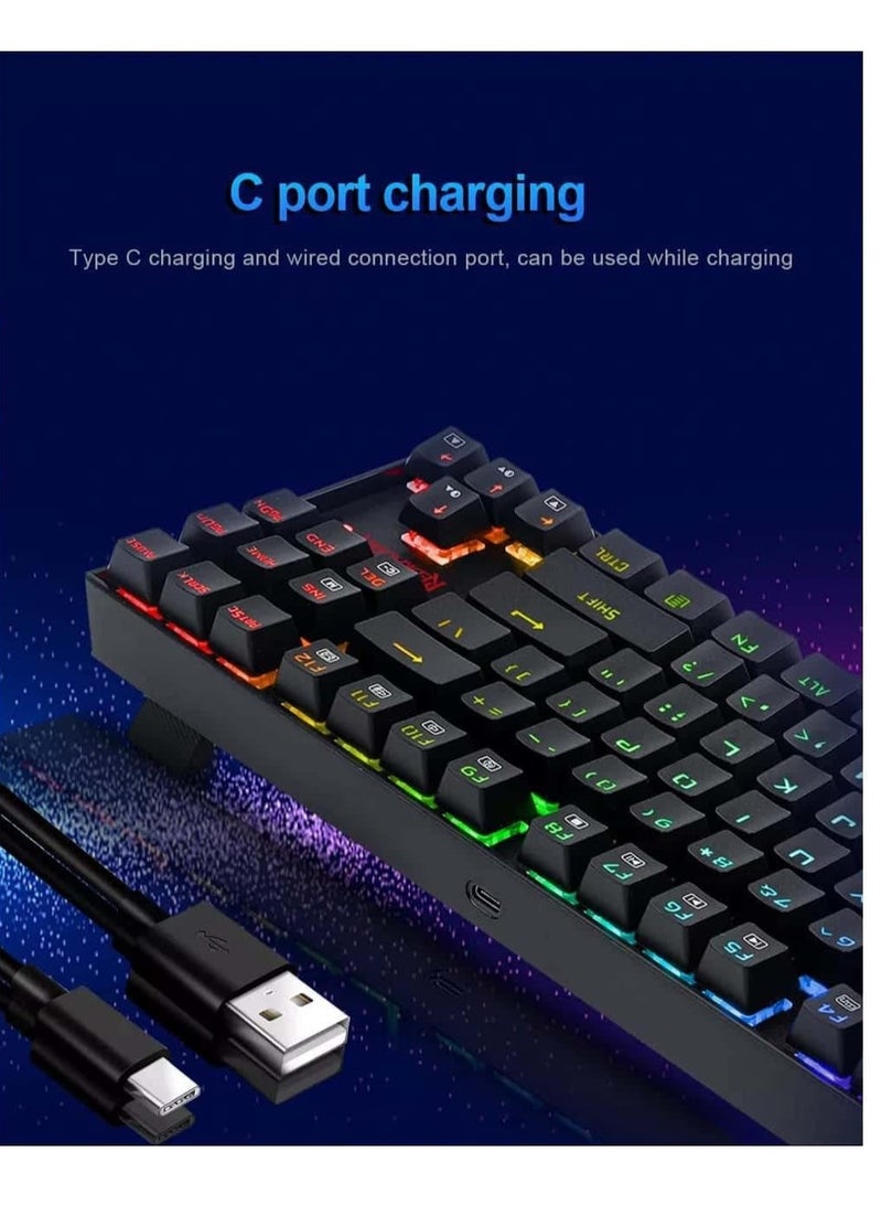 REDRAGON - REDRAGON K552 KUMARA PRO RGB Wireless Gaming Mechanical Keyboard - Blue Switches - Wireless 2.4Ghz | Bluetooth | Wired Type C Cable(Black) - Image 1