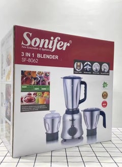 Sonifer SF-8062 high quality home use 220v ac motor electric table stainless steel 3 in 1 grinder mincer blender set,400W,1.4L. 400 W SF-8062 stainless steel