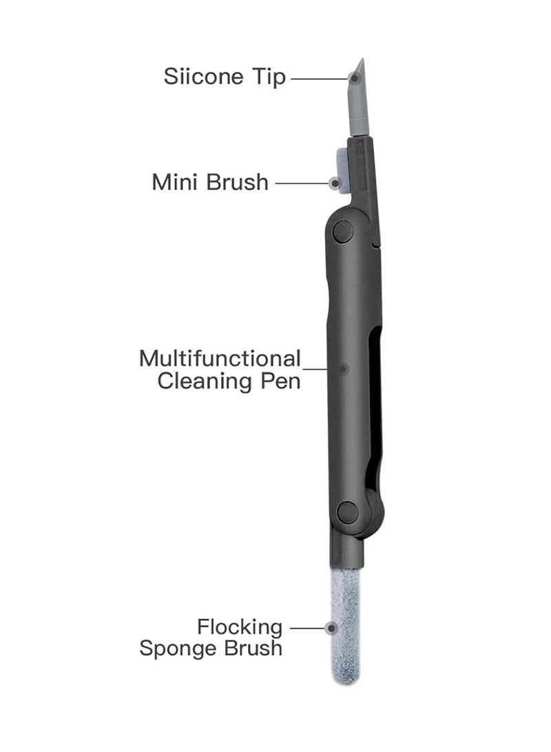 MARGOUN 3 in 1 Foldable Cleaning Kit , Silicone Nib , Soft Brush , Flocking Sponge Cleaning Kit , Electronic Cleaner for Audio Device/Laptop/Phone/Computer/Screen Black - Image 3