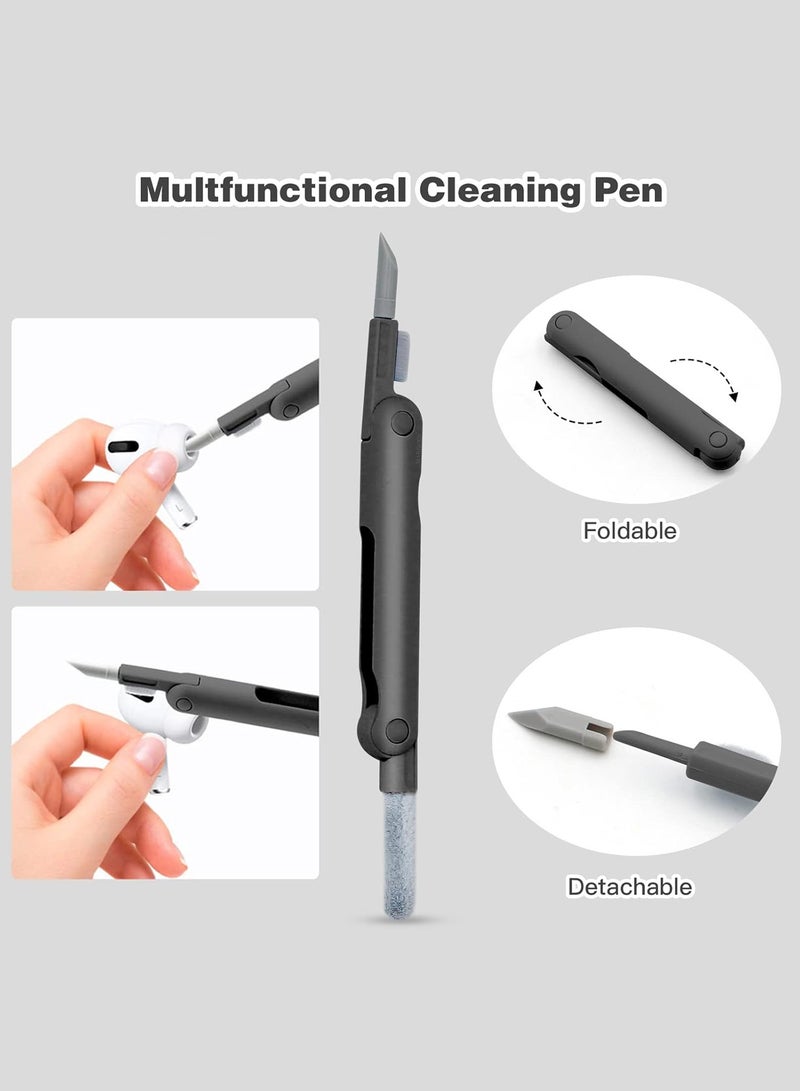 MARGOUN 3 in 1 Foldable Cleaning Kit , Silicone Nib , Soft Brush , Flocking Sponge Cleaning Kit , Electronic Cleaner for Audio Device/Laptop/Phone/Computer/Screen Black - Image 2