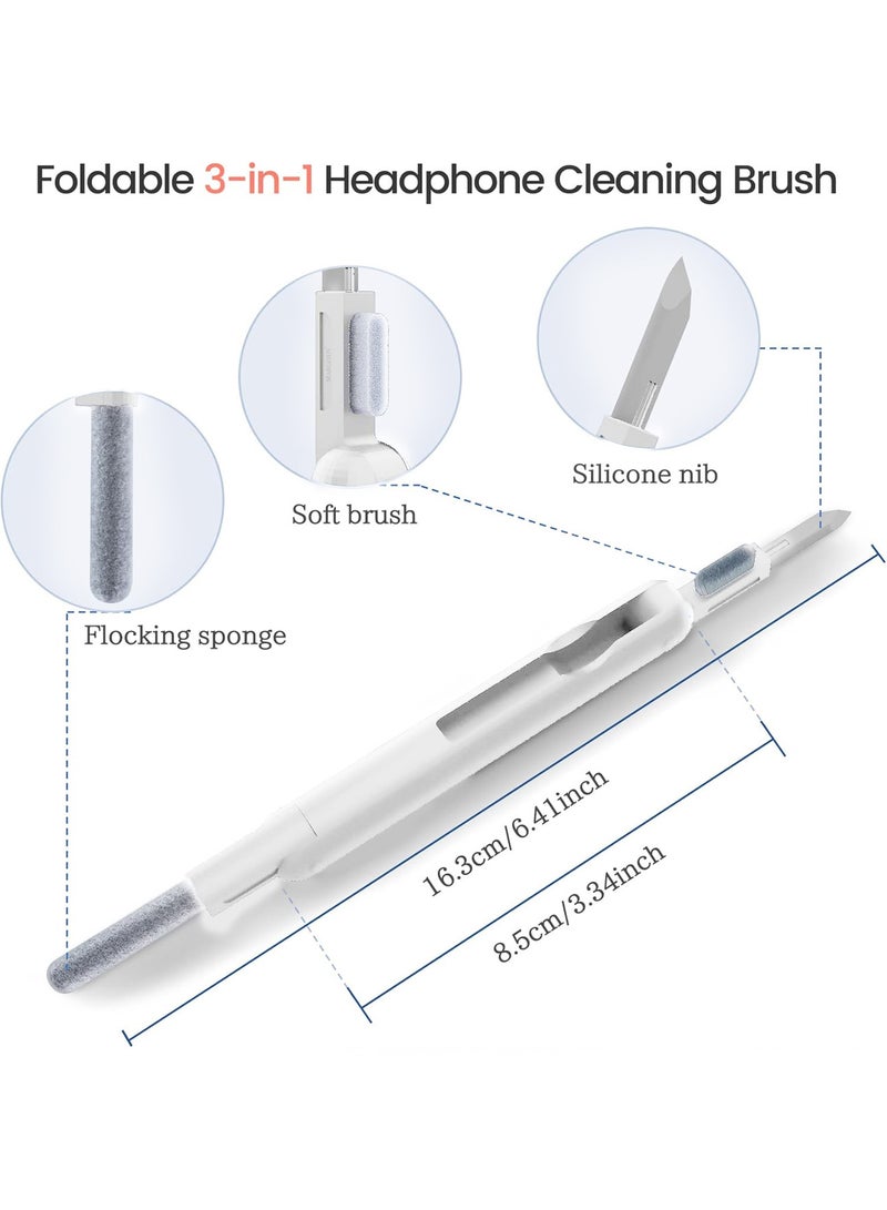 MARGOUN 3 in 1 Foldable Cleaning Kit , Silicone Nib , Soft Brush , Flocking Sponge Cleaning Kit , Electronic Cleaner for Audio Device/Laptop/Phone/Computer/Screen White - Image 2