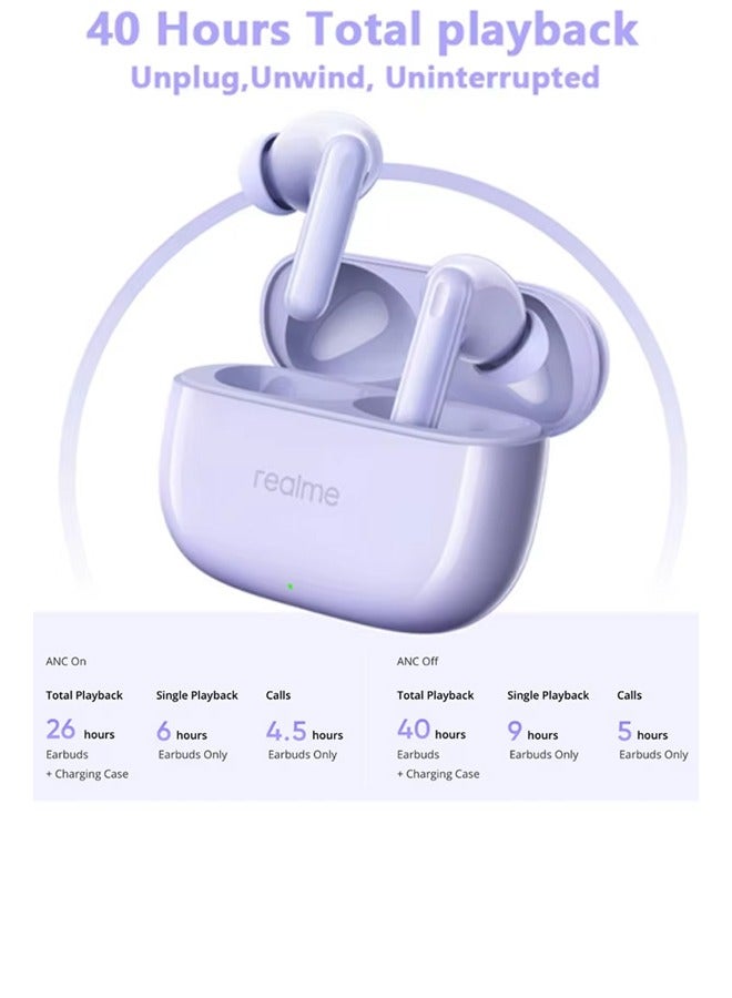 Global Version Buds T310 Bluetooth 5.4 Wireless TWS Earphone 40H Battery Life Headphone 46dB Active Noise Cancelling White