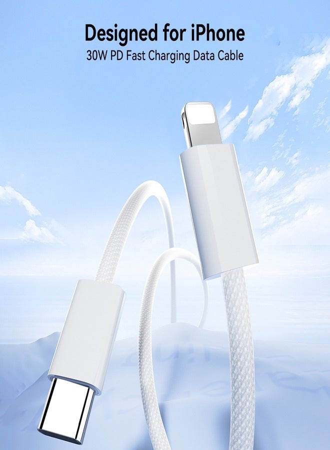 JOYROOM S-A45 Ben Series 30W Braided Fast Charging Type-C to Lightning Data Cable, 1 Meter Length - White - Image 2