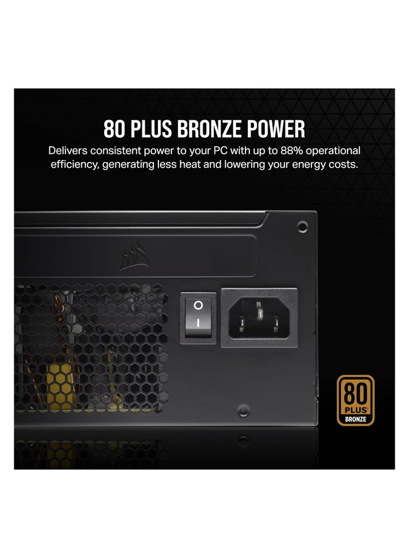 CORSAIR CX650 80 PLUS Bronze Non Modular Low-Noise ATX 650 Watt Power Supply - UK - Black  - Image 4