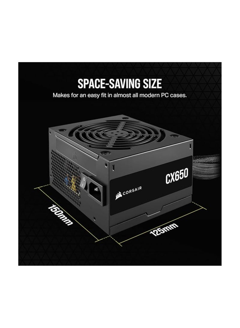 CORSAIR CX650 80 PLUS Bronze Non Modular Low-Noise ATX 650 Watt Power Supply - UK - Black  - Image 5