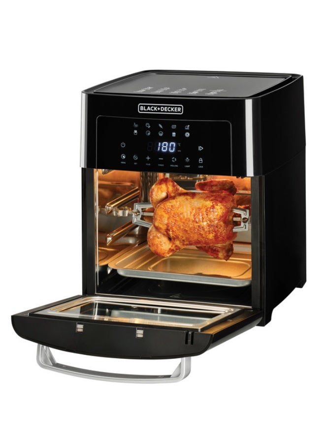 بلاك اند ديكر مقلاة هوائية رقمية ، تحكم باللمس، 10 إعدادات مسبقة، درجة حرارة قابلة للتعديل من 80°C إلى 220°C، تقنية التوصيل الهوائي السريع، طهي خالٍ من الدخان، 15 L 1700 W AOF150-B5 أسود - Image 2
