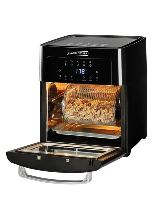 بلاك اند ديكر مقلاة هوائية رقمية ، تحكم باللمس، 10 إعدادات مسبقة، درجة حرارة قابلة للتعديل من 80°C إلى 220°C، تقنية التوصيل الهوائي السريع، طهي خالٍ من الدخان، 15 L 1700 W AOF150-B5 أسود - Image 3