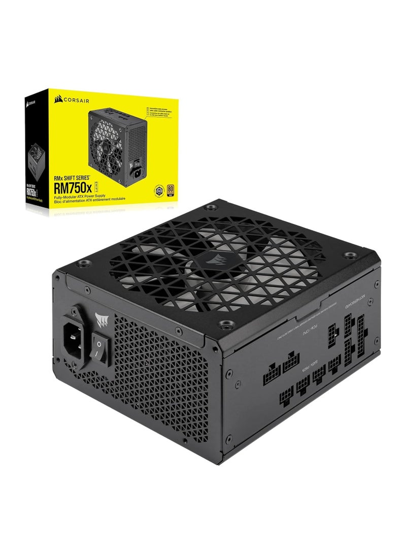 CORSAIR RM750x Shift Fully Modular ATX Power Supply - 80 PLUS Gold - ATX 3.0 - PCIe 5.0 - Zero RPM - Modular Side Interface - Black  - Image 1