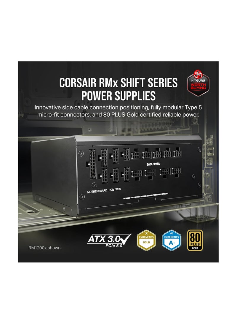 CORSAIR RM750x Shift Fully Modular ATX Power Supply - 80 PLUS Gold - ATX 3.0 - PCIe 5.0 - Zero RPM - Modular Side Interface - Black  - Image 2