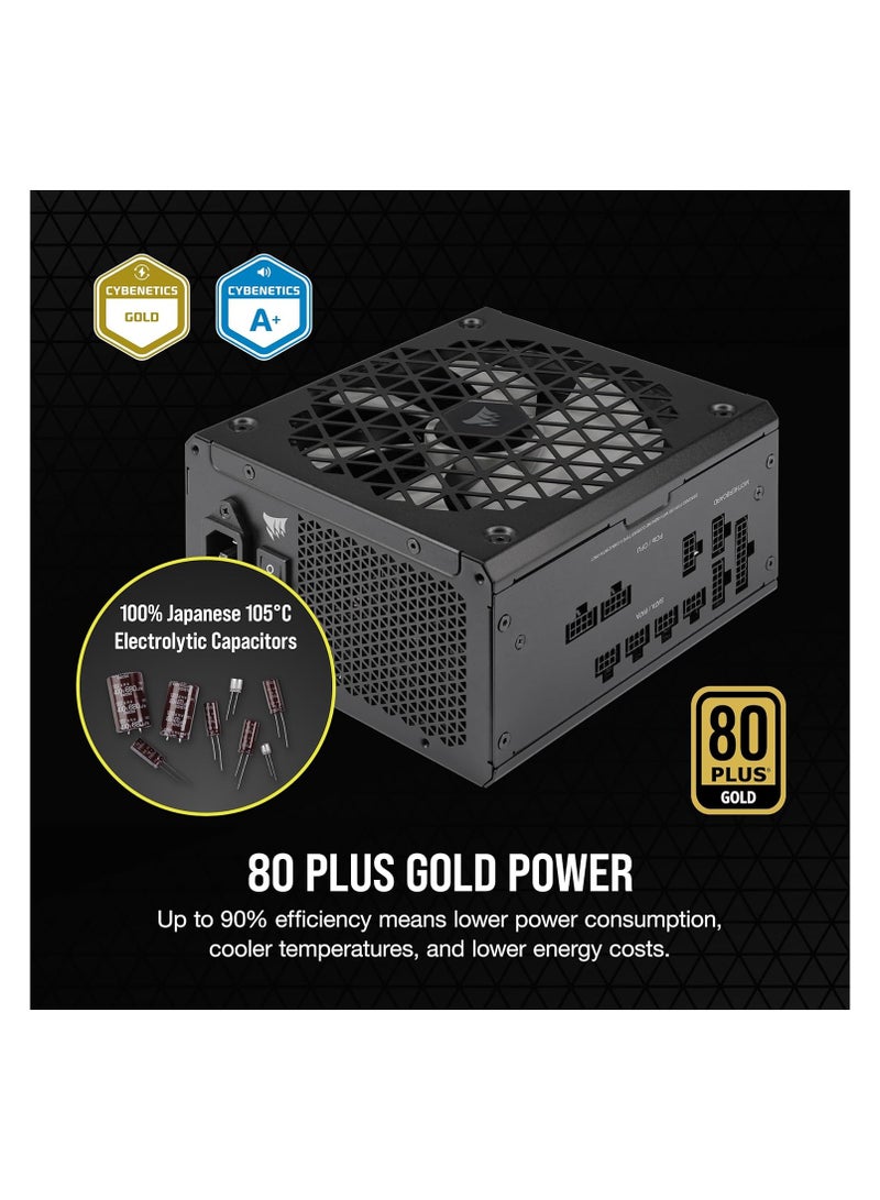 CORSAIR RM750x Shift Fully Modular ATX Power Supply - 80 PLUS Gold - ATX 3.0 - PCIe 5.0 - Zero RPM - Modular Side Interface - Black  - Image 4