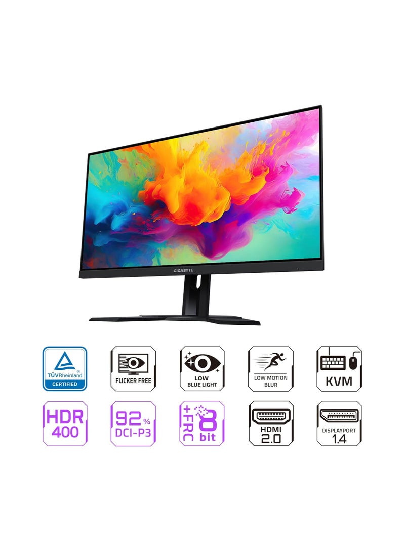 جيجابايت - M27Q X 27" 240Hz 1440P KVM Gaming Monitor, 2560x1440 SS IPS Display, 1ms (MPRT) Response Time, 92% DCI-P3, 1x Display Port 1.4, 2x HDMI 2.0, 2x USB 3.0, 1x USB Type-C (M27Q X-SA) Black - Image 1