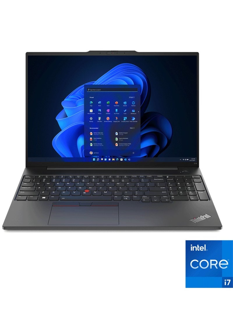 لينوفو Lenovo Laptop 16-Inch WUXGA IPS- ThinkPad E16 - Core i7-1355U - 8GB/512GB SSD - DOS English black  - Image 1