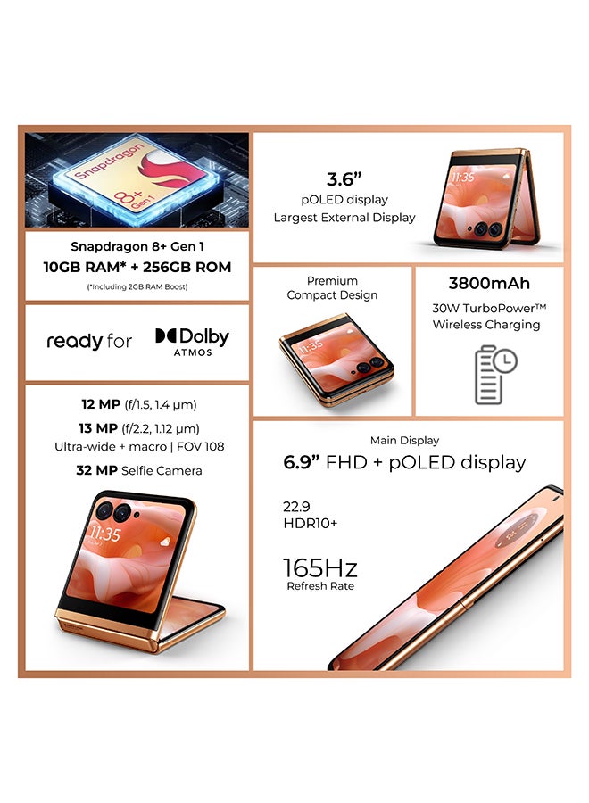 موتورولا Razr 40 Ultra Dual SIM Peach Fuzz 8GB RAM 256GB 5G - Middle East Version  - Image 4