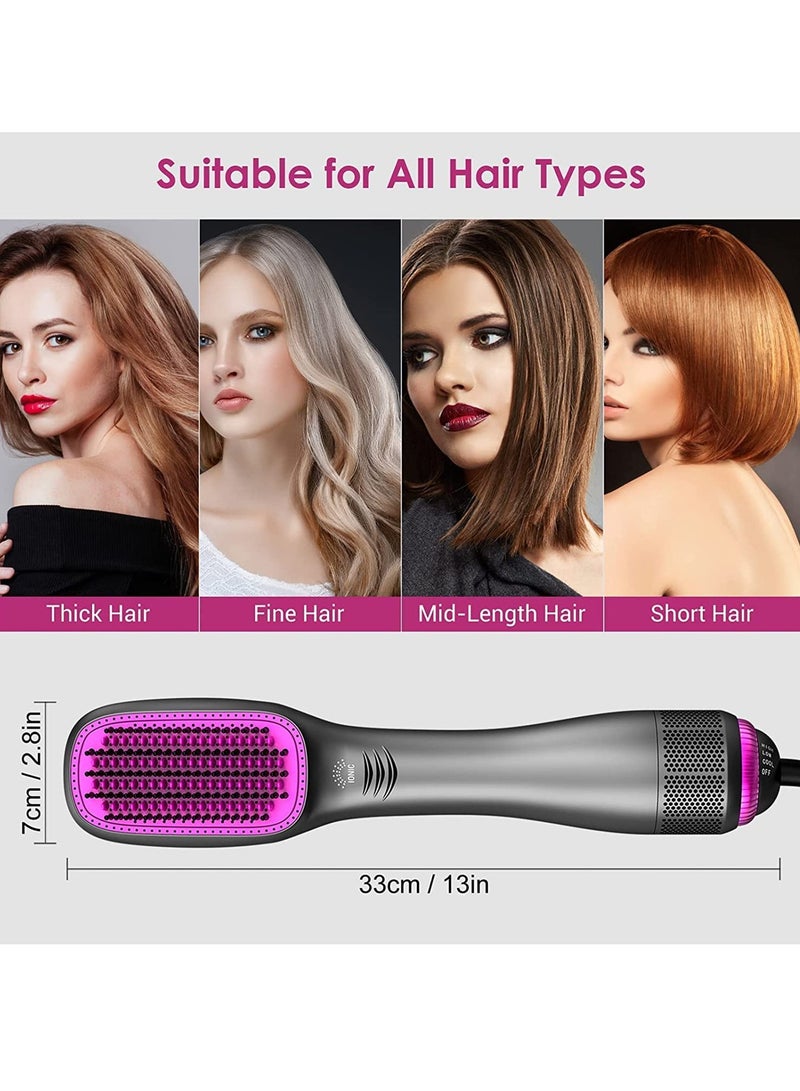 REBUNE 1200W One-Step Hair Dryer Brush Hot Air Dryer and Styler Grey/Pink  - Image 5