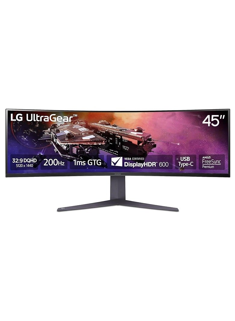 LG 45" Inch UltraGear QHD 200Hz1MS Curved Gaming Monitor with USB Type-C™ (45GR75DC-B) Black - Image 1