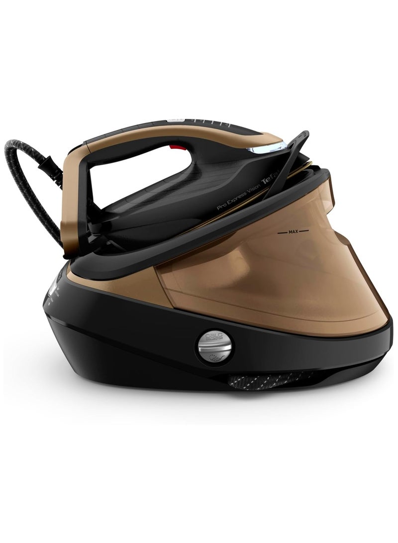 تيفال Tefal GV9820G0 High Pressure Steam Generator Iron with Smart LED Light, 750g/min Steam Boost, 9 Bar Pressure, Horizontal and Vertical Steaming, GV9820 Pro Express Vision, Black & Gold 1.2 L 2700 W GV9820 Black & Gold  - Image 1