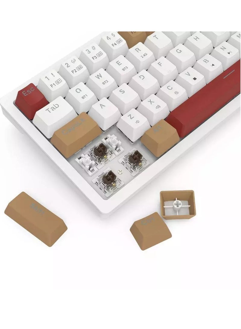 REDRAGON K677 Pro Rammus RGB Gaming Mechanical Keyboard, BT/2.4Ghz/Wired 3-Mode, Brown Switch  - Image 5