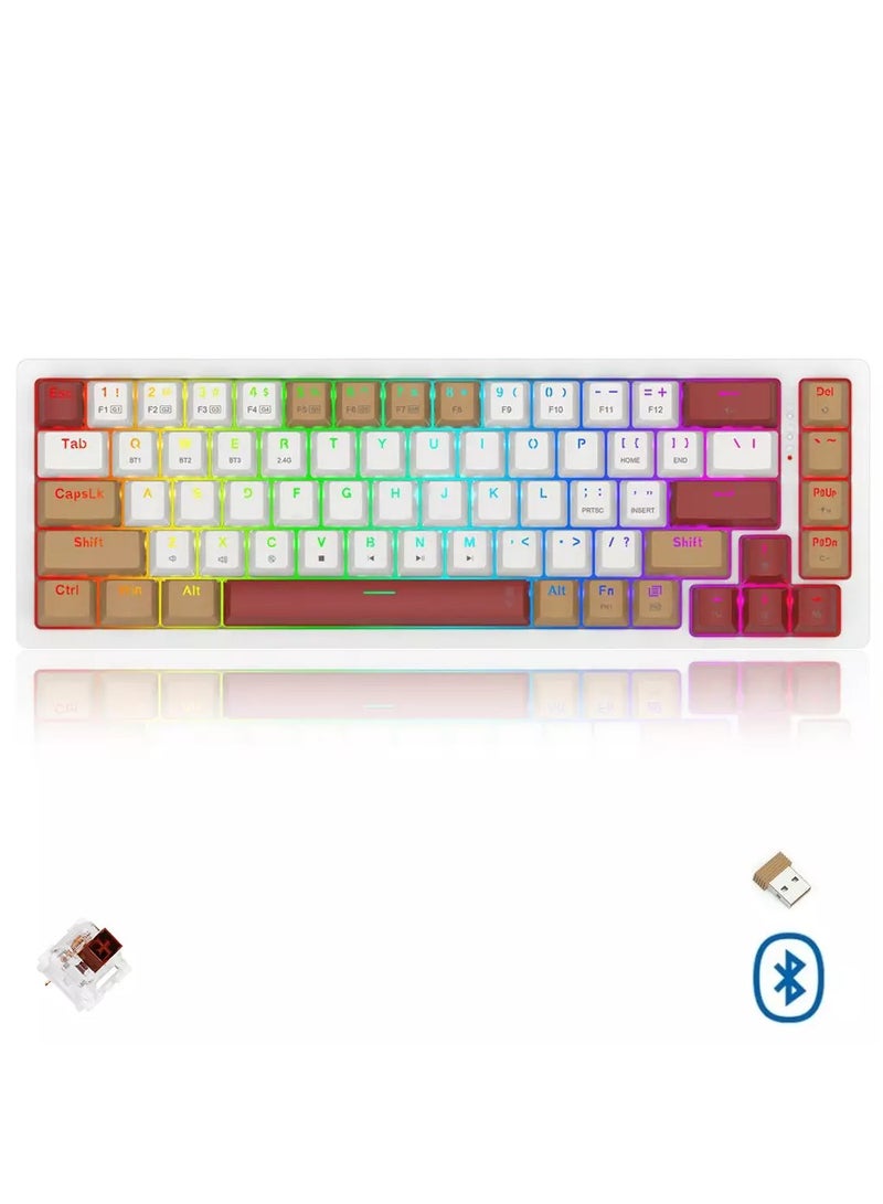 REDRAGON K677 Pro Rammus RGB Gaming Mechanical Keyboard, BT/2.4Ghz/Wired 3-Mode, Brown Switch  - Image 3