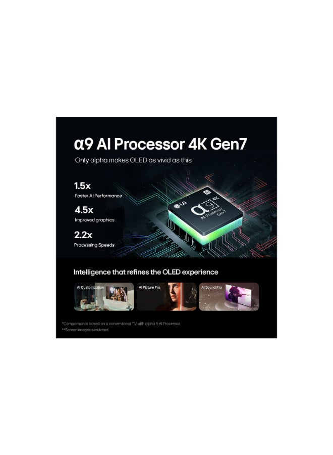 LG 65 Inch 4K OLED WebOS 24 Dolby ATMOS HDR 10 Smart TV, 120HZ, Dolby Vision, HLG,α9 AI Sound Pro (Virtual 9.1.2 Up-mix), Magic Remote included CS4, (2024 Model - KSA Version) - 2 Years Warranty OLED65CS4VA Black - Image 5