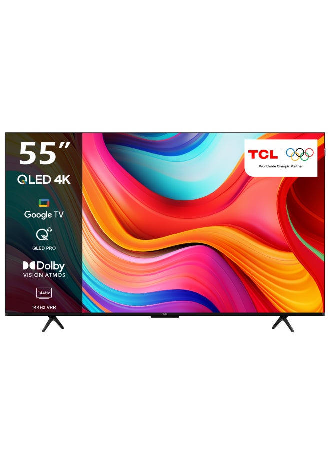 TCL - 55 Inch QLED Pro 144Hz Onkyo Gaming TV, 4K UHD, HDR Pro, Google TV (Dolby Vision IQ & Atmos, Motion Clarity, Hands-Free Voice Control, Compatible with Google Assistant & Alexa) 55T8B Black - Image 1