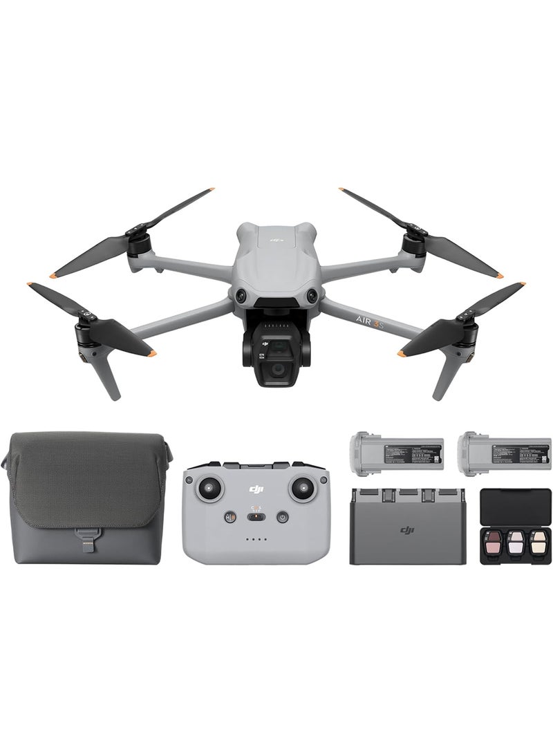 dji - Air 3S Fly More Combo (RC-N3), Drone with 1" CMOS Wide-Angle & Medium Tele Camera, 4K/60fps HDR Video, Nightscape Omnidirectional Obstacle Sensing & 3 Batteries for Extended Flight Time - Image 1