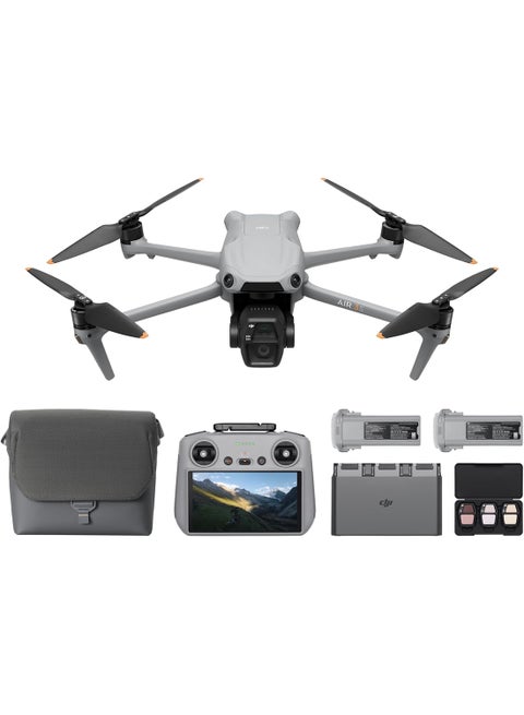 Air 3S Fly More Combo (RC 2 Screen Remote Controller), Drone with 1" CMOS Wide-Angle & Medium Tele Camera for Adults, 4K/60fps, Omnidirectional Sensing & 3 Batteries for Extended Flight Time