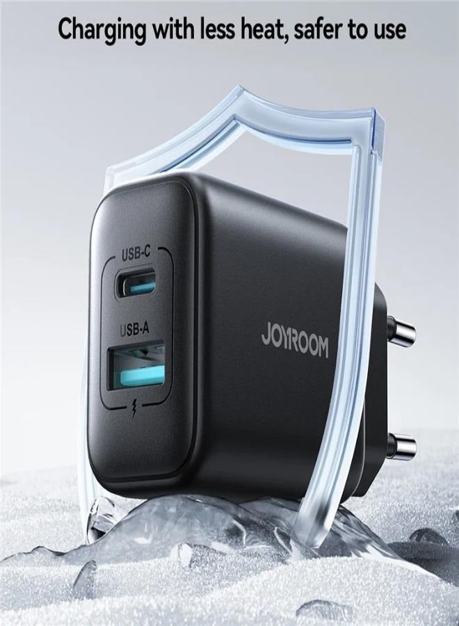 جوي روم - JJR-TCF23 25W Charger USB-C+USB-A Dual Port Fast Charging Adapter, EU Plug Black - Image 1