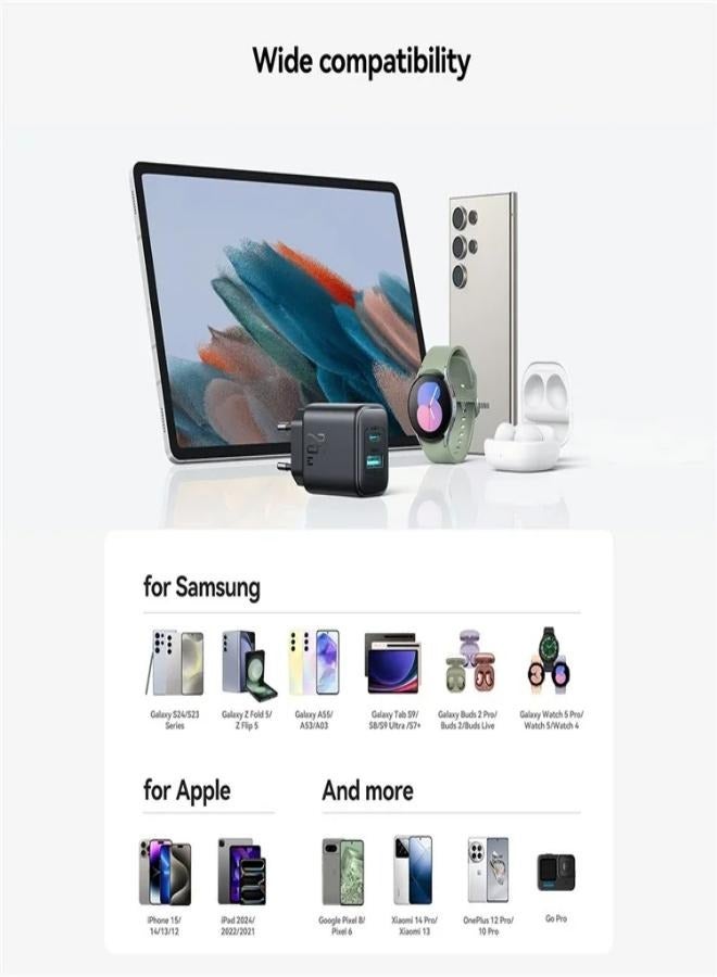 جوي روم - JJR-TCF23 25W Charger USB-C+USB-A Dual Port Fast Charging Adapter, EU Plug Black - Image 1
