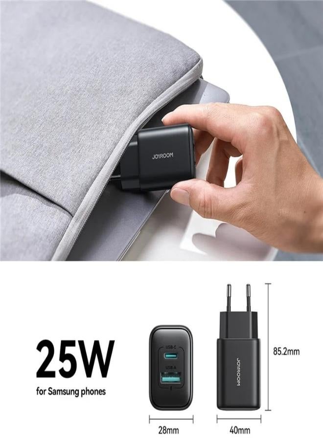 جوي روم - JJR-TCF23 25W Charger USB-C+USB-A Dual Port Fast Charging Adapter, EU Plug Black - Image 1