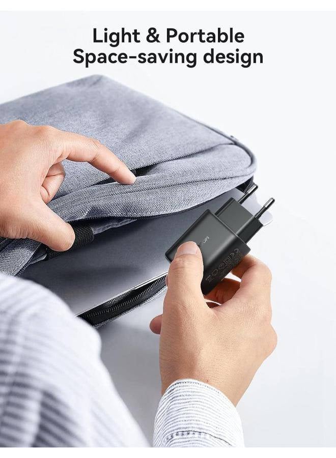 جوي روم JJR-TCF23 25W Charger USB-C+USB-A Dual Port Fast Charging Adapter, EU Plug Black - Image 3