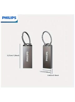 Philips High-Speed Metal USB 2.0 Flash Drive - Retractable Thumb Drive 64GB, Shockproof & Antimagnetic Storage Device with Keyring for Data Transfer & Backup 64 GB  - Image 3