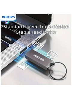 Philips High-Speed Metal USB 2.0 Flash Drive - Retractable Thumb Drive 64GB, Shockproof & Antimagnetic Storage Device with Keyring for Data Transfer & Backup 64 GB  - Image 5