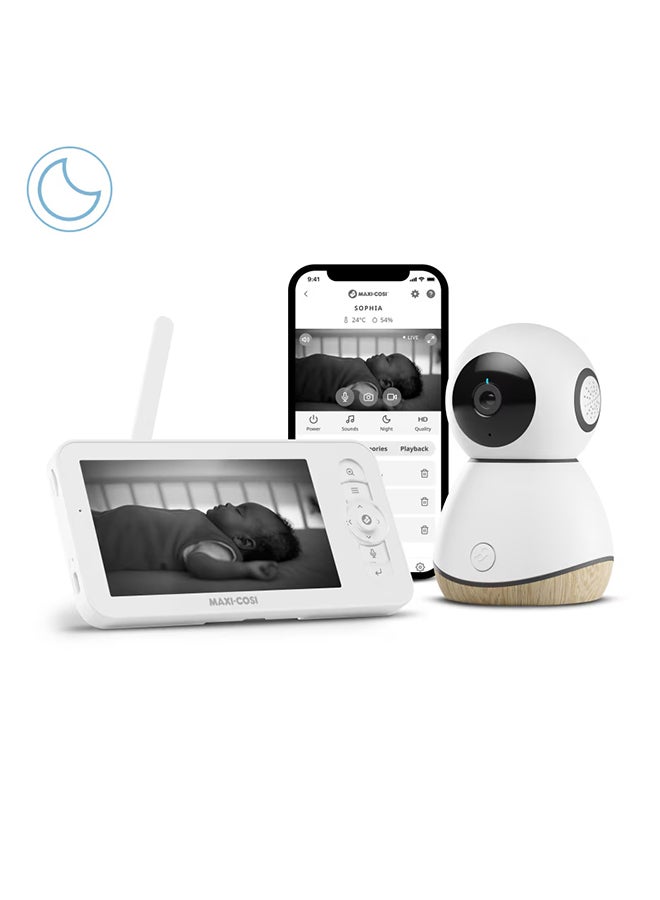 Maxi-Cosi - See Baby Monitor Pro With Cryassist Ai Cry Translation, Ptz Technology, 2K Hd Camera, Wireless - White - Image 1