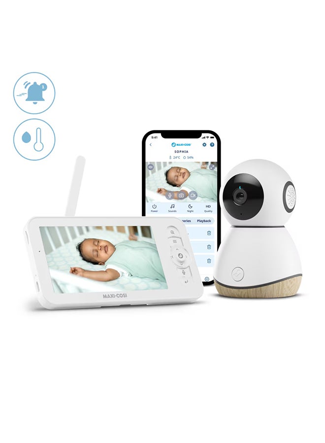 Maxi-Cosi - See Baby Monitor Pro With Cryassist Ai Cry Translation, Ptz Technology, 2K Hd Camera, Wireless - White - Image 1