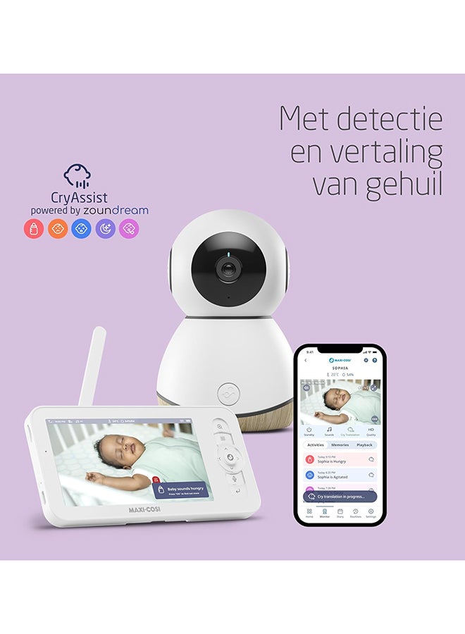 Maxi-Cosi - See Baby Monitor Pro With Cryassist Ai Cry Translation, Ptz Technology, 2K Hd Camera, Wireless - White - Image 1
