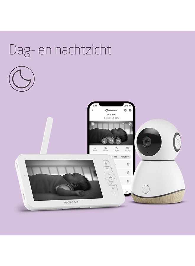 Maxi-Cosi - See Baby Monitor Pro With Cryassist Ai Cry Translation, Ptz Technology, 2K Hd Camera, Wireless - White - Image 1