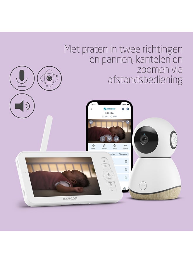 Maxi-Cosi - See Baby Monitor Pro With Cryassist Ai Cry Translation, Ptz Technology, 2K Hd Camera, Wireless - White - Image 1