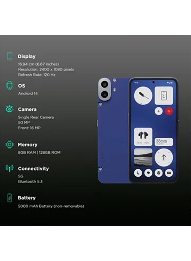cmf by NOTHING - Phone 1 Dual SIM Blue 6GB RAM 128GB 5G Smartphone - Image 1