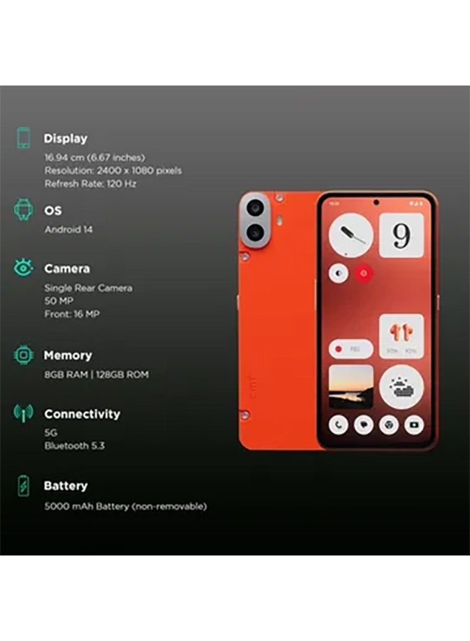 cmf by NOTHING - Phone 1 Dual SIM Orange 6GB RAM 128GB 5G Smartphone - Image 1
