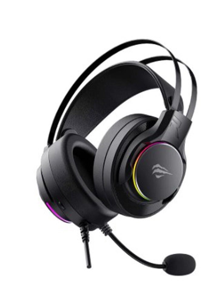 havit Gaming Headphone (RGB) , Model H2007U , 50MM Dynamic unit,  Surround Sound Wired (3.5mm audio +1.7 USB) , Headphone With Noise Cancelling Microphone & In-Line Volume Control for pc and lap top , home , office and perssonal use  - Image 3