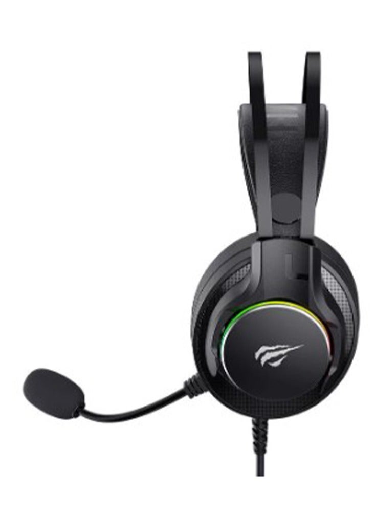 havit Gaming Headphone (RGB) , Model H2007U , 50MM Dynamic unit,  Surround Sound Wired (3.5mm audio +1.7 USB) , Headphone With Noise Cancelling Microphone & In-Line Volume Control for pc and lap top , home , office and perssonal use  - Image 4