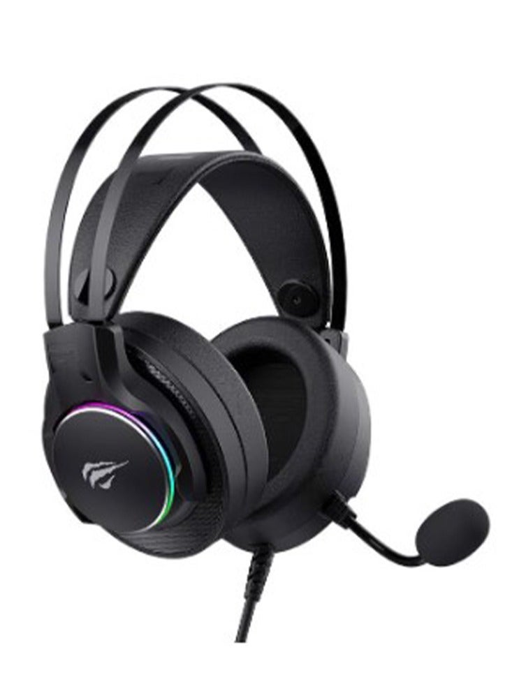 havit Gaming Headphone (RGB) , Model H2007U , 50MM Dynamic unit,  Surround Sound Wired (3.5mm audio +1.7 USB) , Headphone With Noise Cancelling Microphone & In-Line Volume Control for pc and lap top , home , office and perssonal use  - Image 5