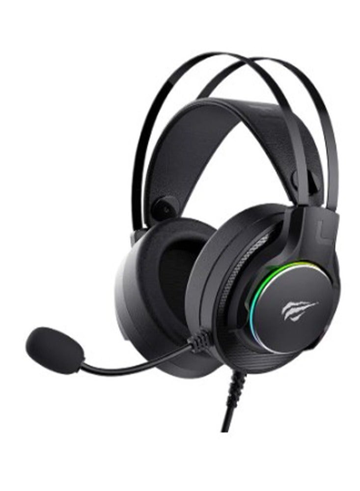havit Gaming Headphone (RGB) , Model H2007U , 50MM Dynamic unit,  Surround Sound Wired (3.5mm audio +1.7 USB) , Headphone With Noise Cancelling Microphone & In-Line Volume Control for pc and lap top , home , office and perssonal use  - Image 1