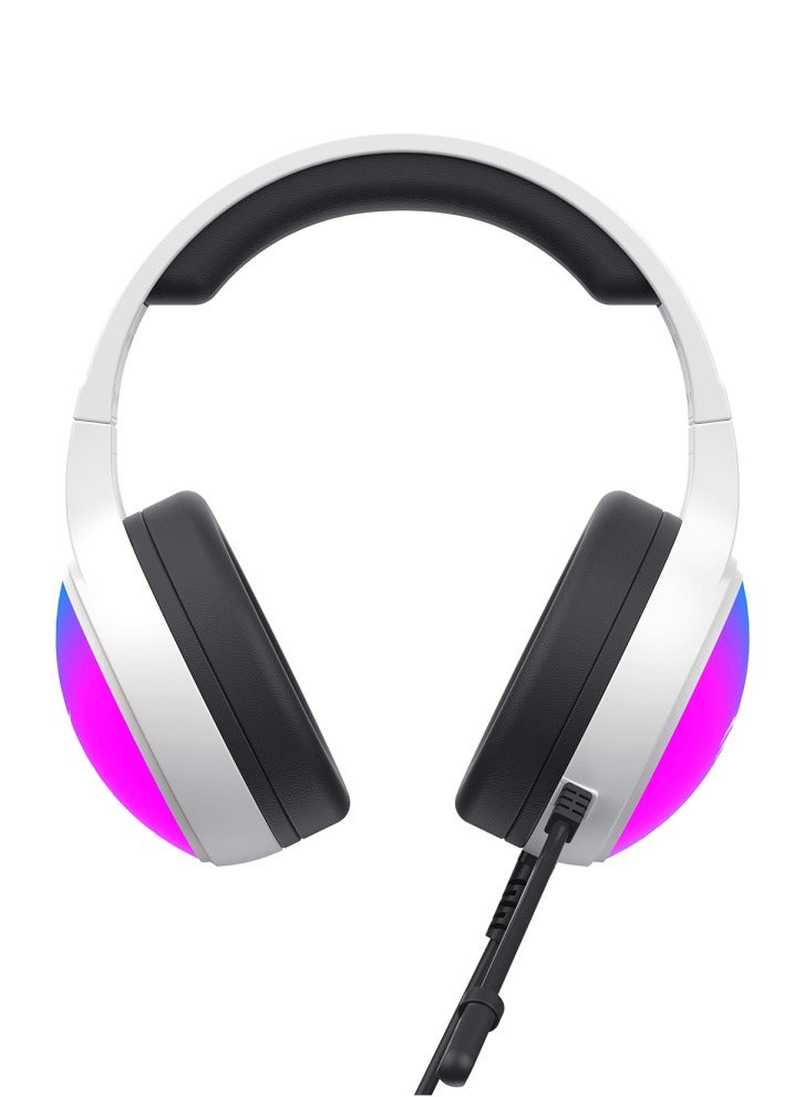 havit - Gaming Headphone (RGB) , Model H2043U White , 50MM Dynamic unit,  Surround Sound Wired (3.5mm audio +1.7 USB) , Headphone With Noise Cancelling Microphone & In-Line Volume Control for pc and lap top , home , office and perssonal use - Image 1