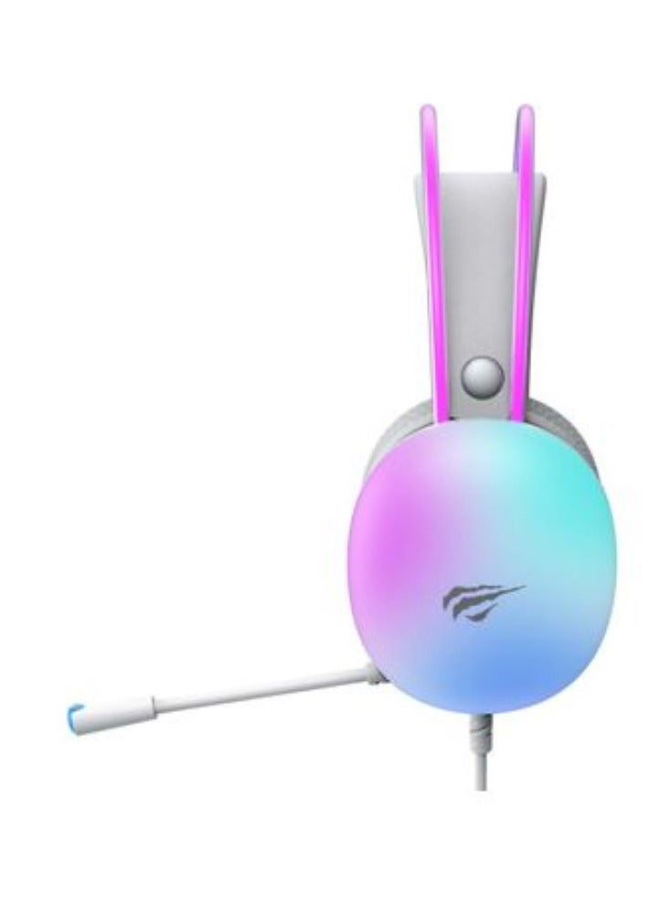 havit Gaming Headset Model H2037d Stereo Surround  with 50mm Customizable Drivers, Earmuffs with Detachable Mic, RGB Led Light, Adjustable Light Metal Headband with 3.5mm Speaker  and USB Port  - Image 2