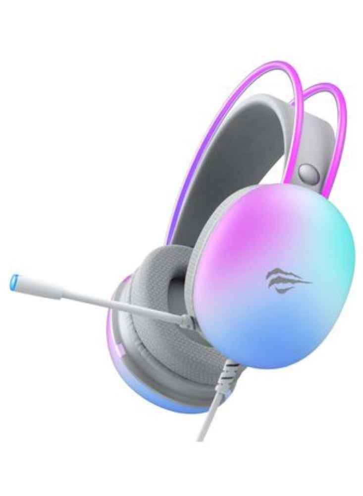 havit Gaming Headset Model H2037d Stereo Surround  with 50mm Customizable Drivers, Earmuffs with Detachable Mic, RGB Led Light, Adjustable Light Metal Headband with 3.5mm Speaker  and USB Port  - Image 4