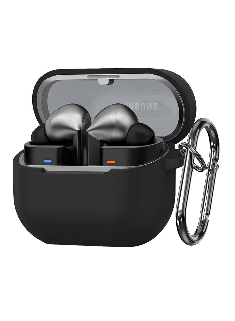 MARGOUN ( for Galaxy Buds 3 Pro / Buds 3 ) Case, Premium Silicone Case with Carabiner Shockproof Soft Silicone Protective Case for Men,Women Black  - Image 1