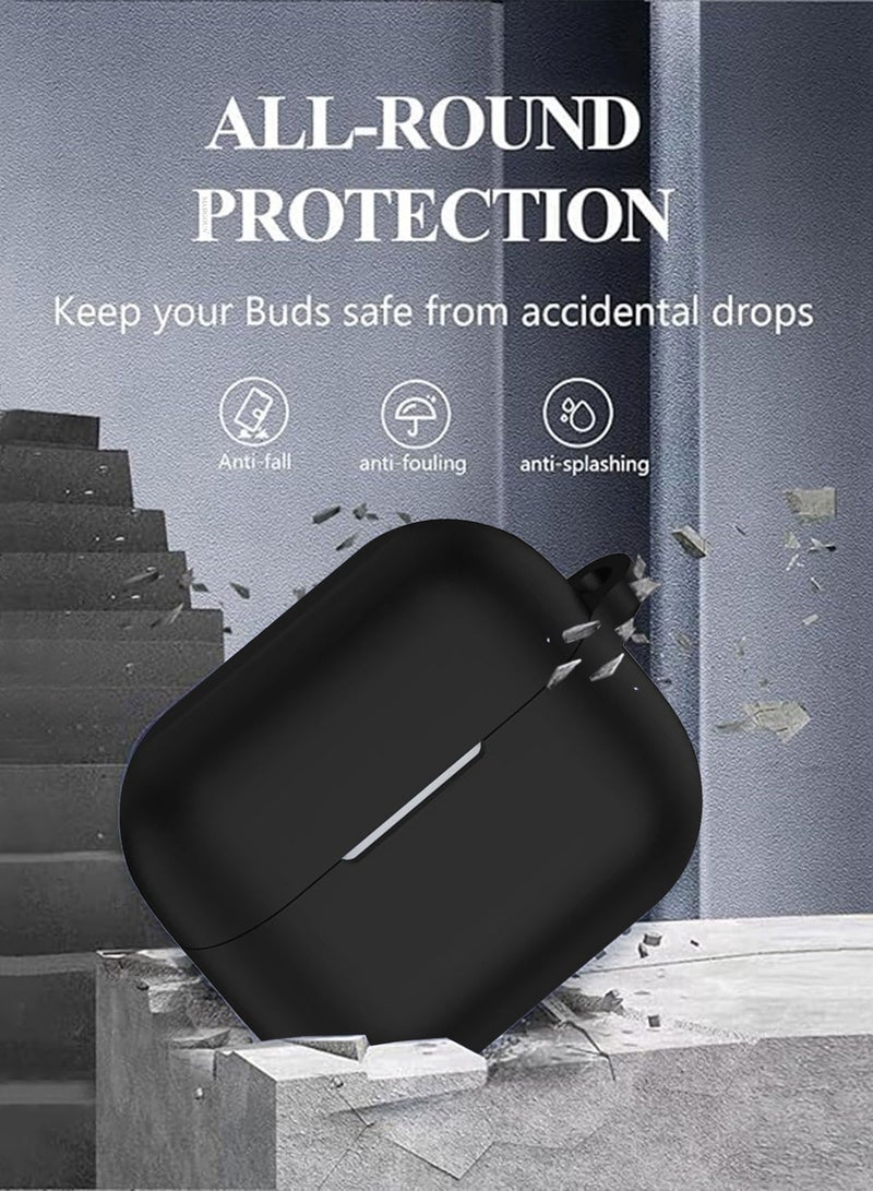 MARGOUN ( for Galaxy Buds 3 Pro / Buds 3 ) Case, Premium Silicone Case with Carabiner Shockproof Soft Silicone Protective Case for Men,Women Black  - Image 4