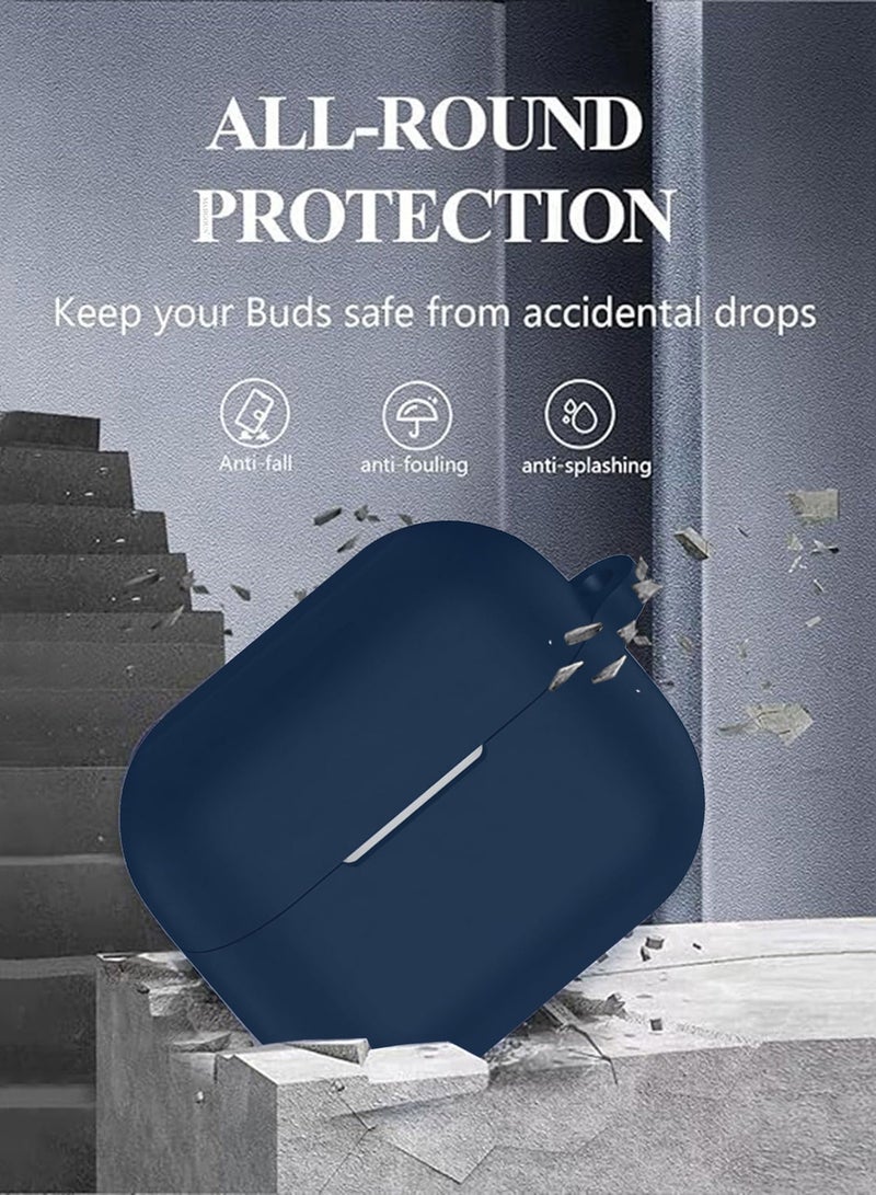 مارجون ( for Galaxy Buds 3 Pro / Buds 3 ) Case, Premium Silicone Case with Carabiner Shockproof Soft Silicone Protective Case for Men,Women Dark Blue  - Image 4