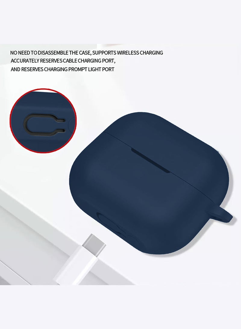 مارجون ( for Galaxy Buds 3 Pro / Buds 3 ) Case, Premium Silicone Case with Carabiner Shockproof Soft Silicone Protective Case for Men,Women Dark Blue  - Image 2